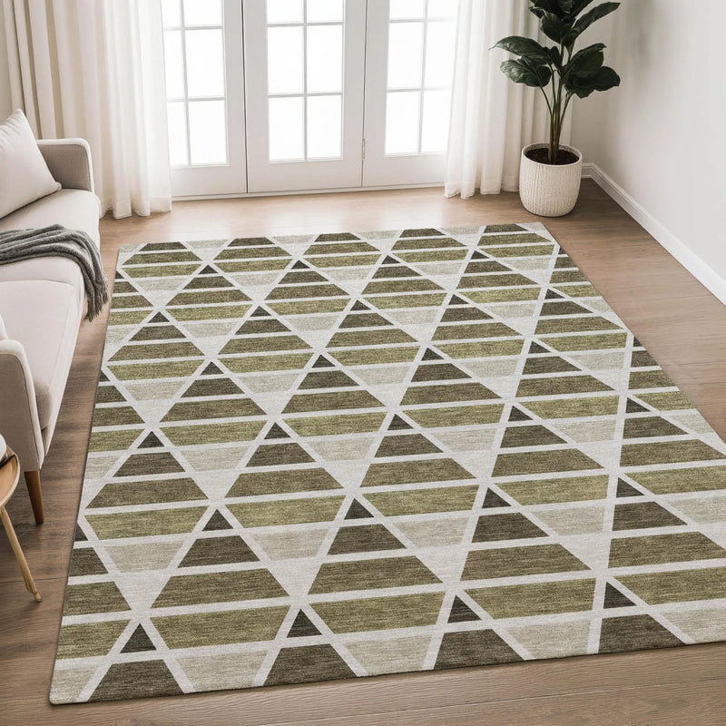 10' X 14' Brown And Pewter Geometric Washable Indoor Outdoor Area Rug Homeroots Outdoor
