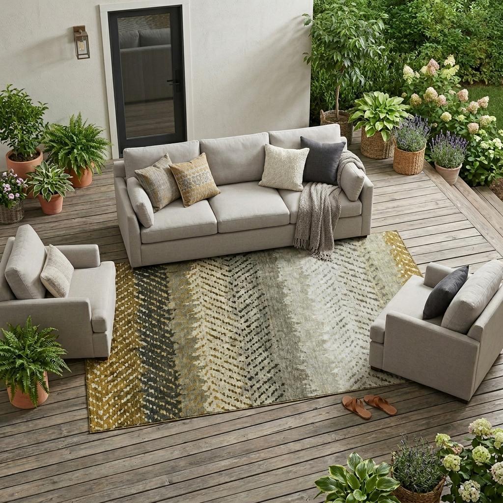 10' X 14' Brown And Sage Striped Washable Indoor Outdoor Area Rug Homeroots Outdoor