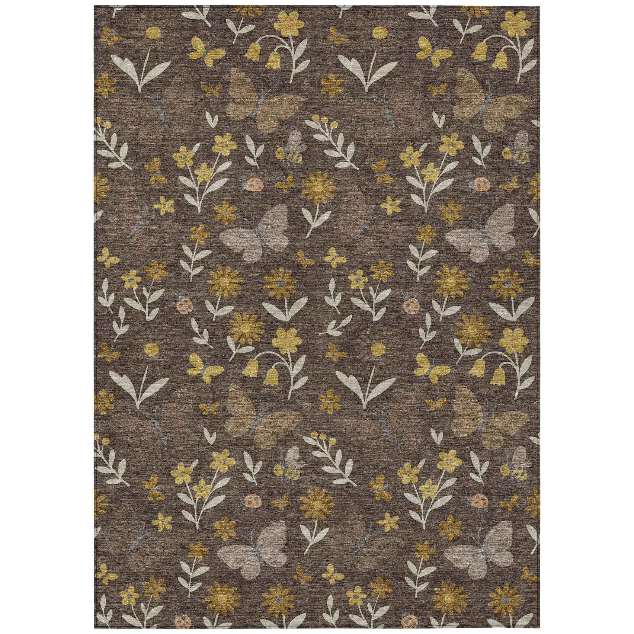 10' X 14' Brown And Walnut Abstract Washable Indoor Outdoor Area Rug Homeroots Outdoor