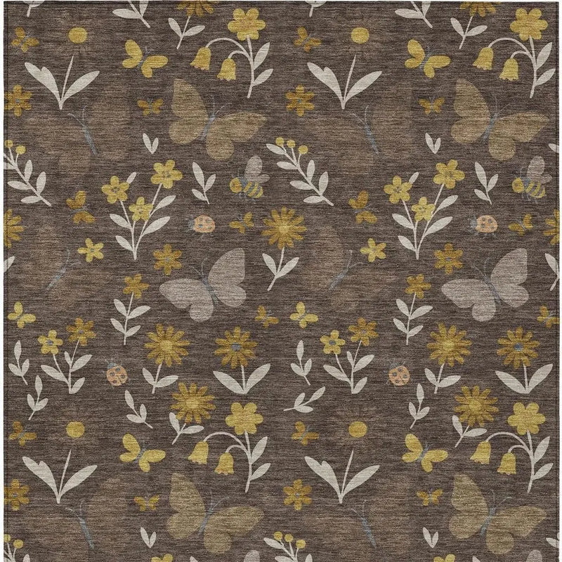 10' X 14' Brown And Walnut Abstract Washable Indoor Outdoor Area Rug Homeroots Outdoor
