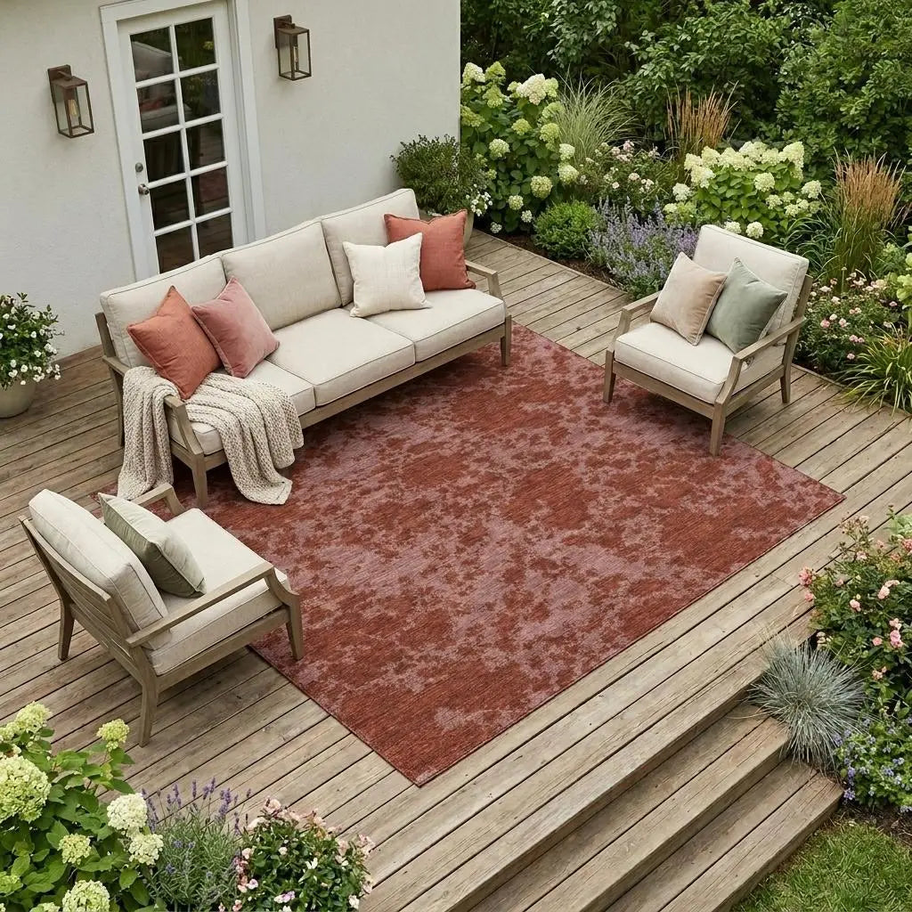 10' X 14' Burgundy And Red Abstract Washable Indoor Outdoor Area Rug Homeroots Outdoor