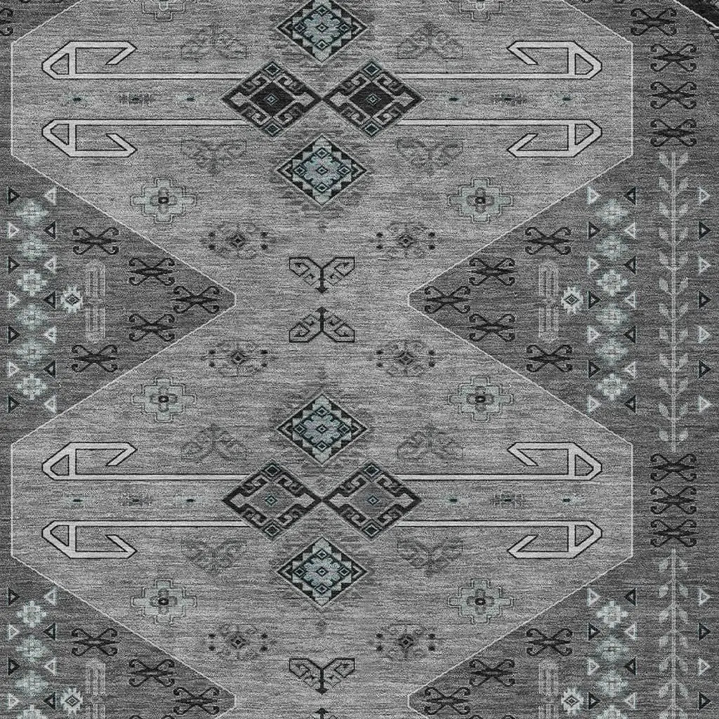 10' X 14' Charcoal And Black Geometric Washable Indoor Outdoor Area Rug Homeroots Outdoor