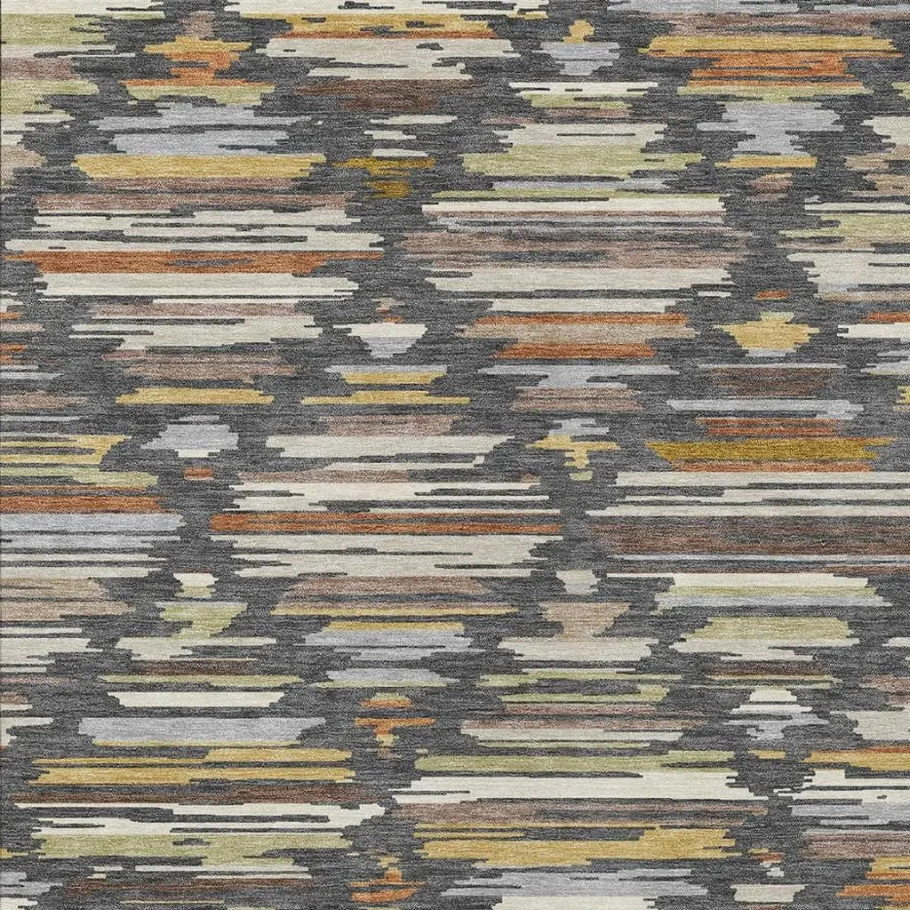 10' X 14' Charcoal And Gray Southwestern Washable Indoor Outdoor Area Rug Homeroots Outdoor