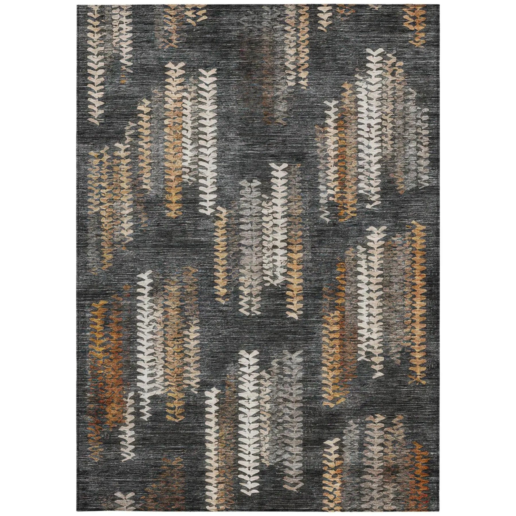 10' X 14' Charcoal And Gray Striped Washable Indoor Outdoor Area Rug Homeroots Outdoor