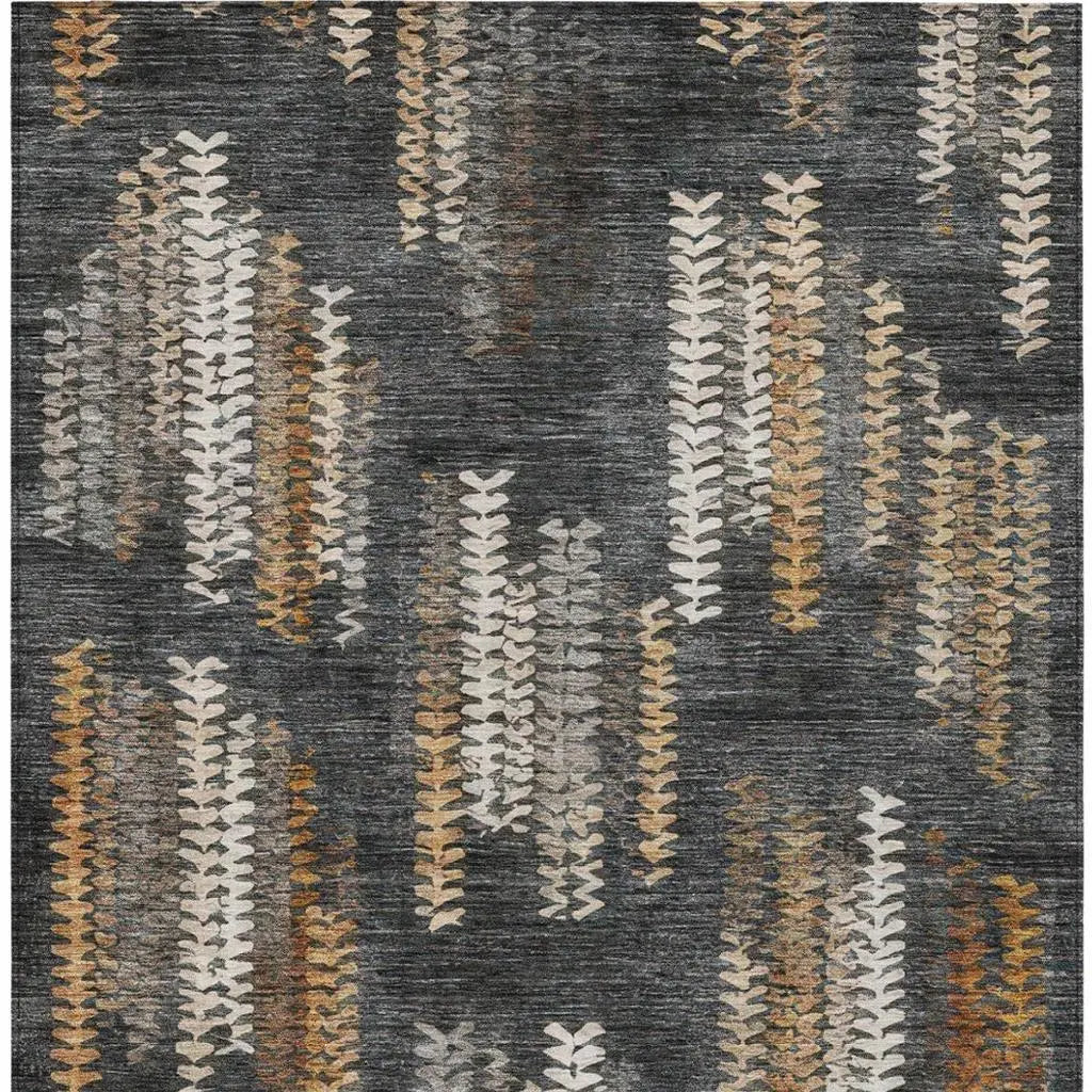 10' X 14' Charcoal And Gray Striped Washable Indoor Outdoor Area Rug Homeroots Outdoor