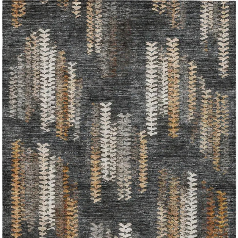 10' X 14' Charcoal And Gray Striped Washable Indoor Outdoor Area Rug Homeroots Outdoor