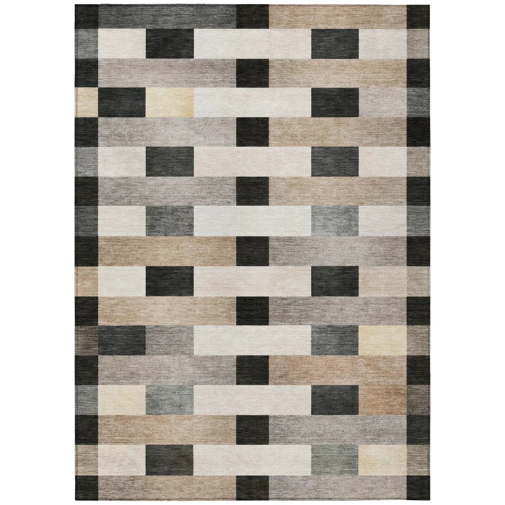 10' X 14' Charcoal And Gray Striped Washable Indoor Outdoor Area Rug Homeroots Outdoor
