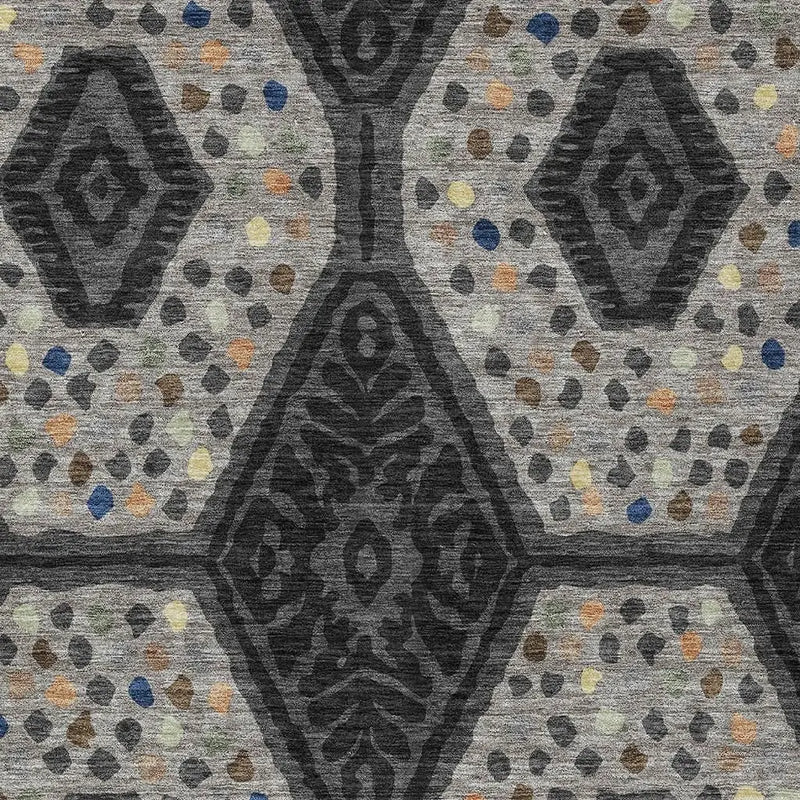 10' X 14' Charcoal And Gray Tribal Washable Indoor Outdoor Area Rug Homeroots Outdoor