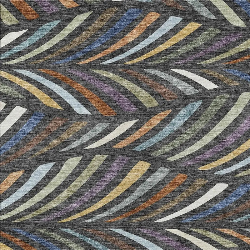 10' X 14' Charcoal And Green Abstract Washable Indoor Outdoor Area Rug Homeroots Outdoor