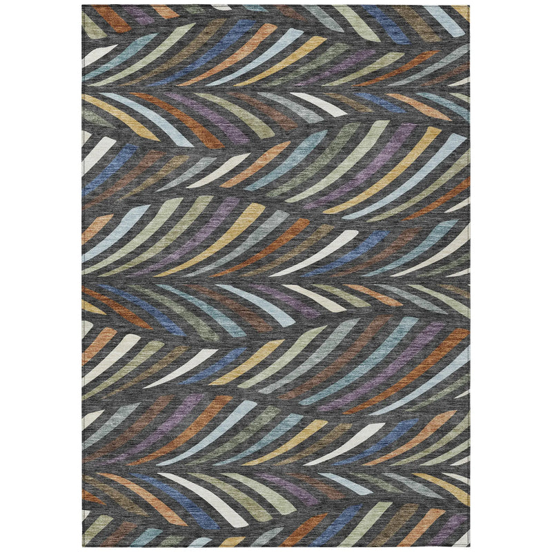 10' X 14' Charcoal And Green Abstract Washable Indoor Outdoor Area Rug Homeroots Outdoor