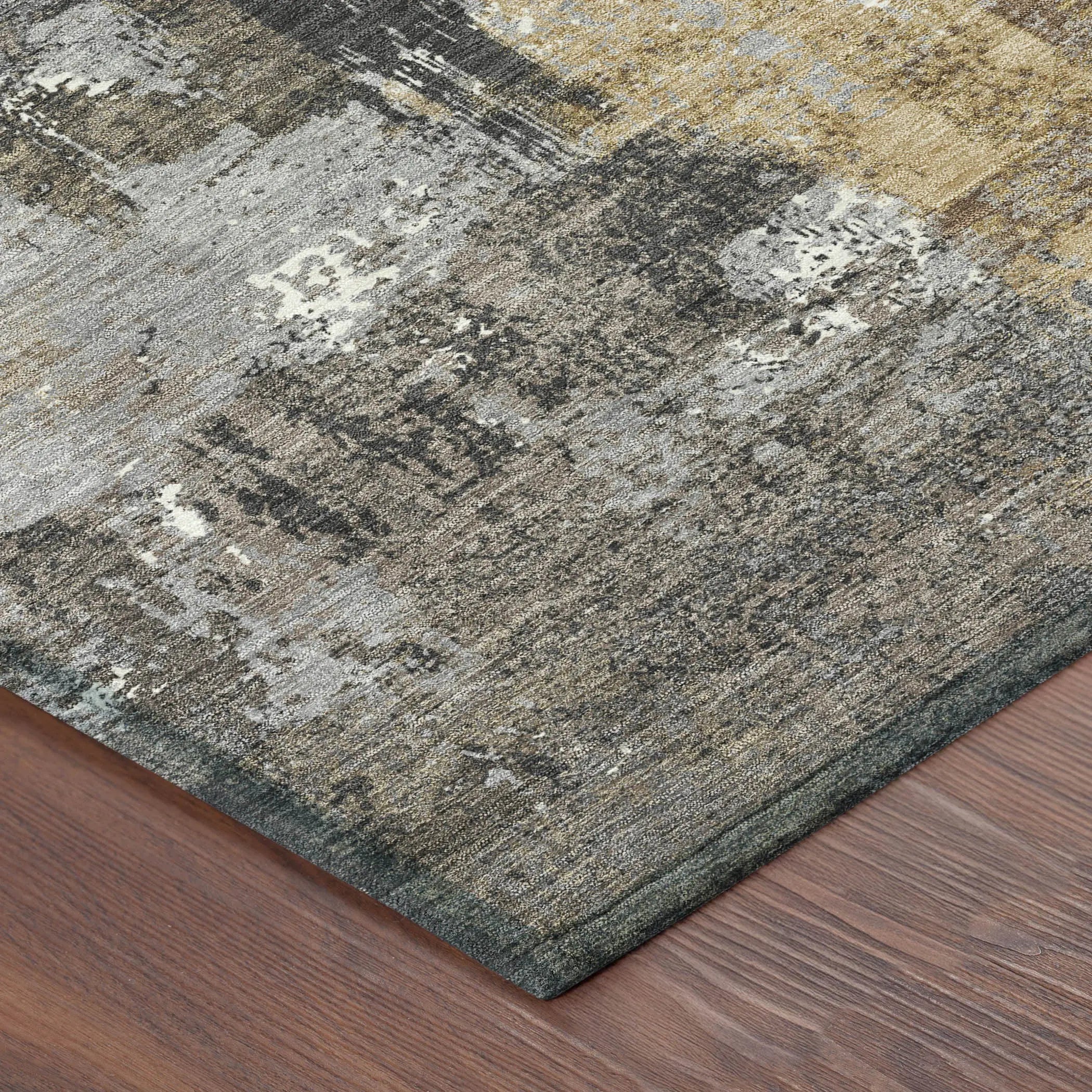 10' X 14' Charcoal And Ivory Abstract Washable Indoor Outdoor Area Rug Homeroots Outdoor