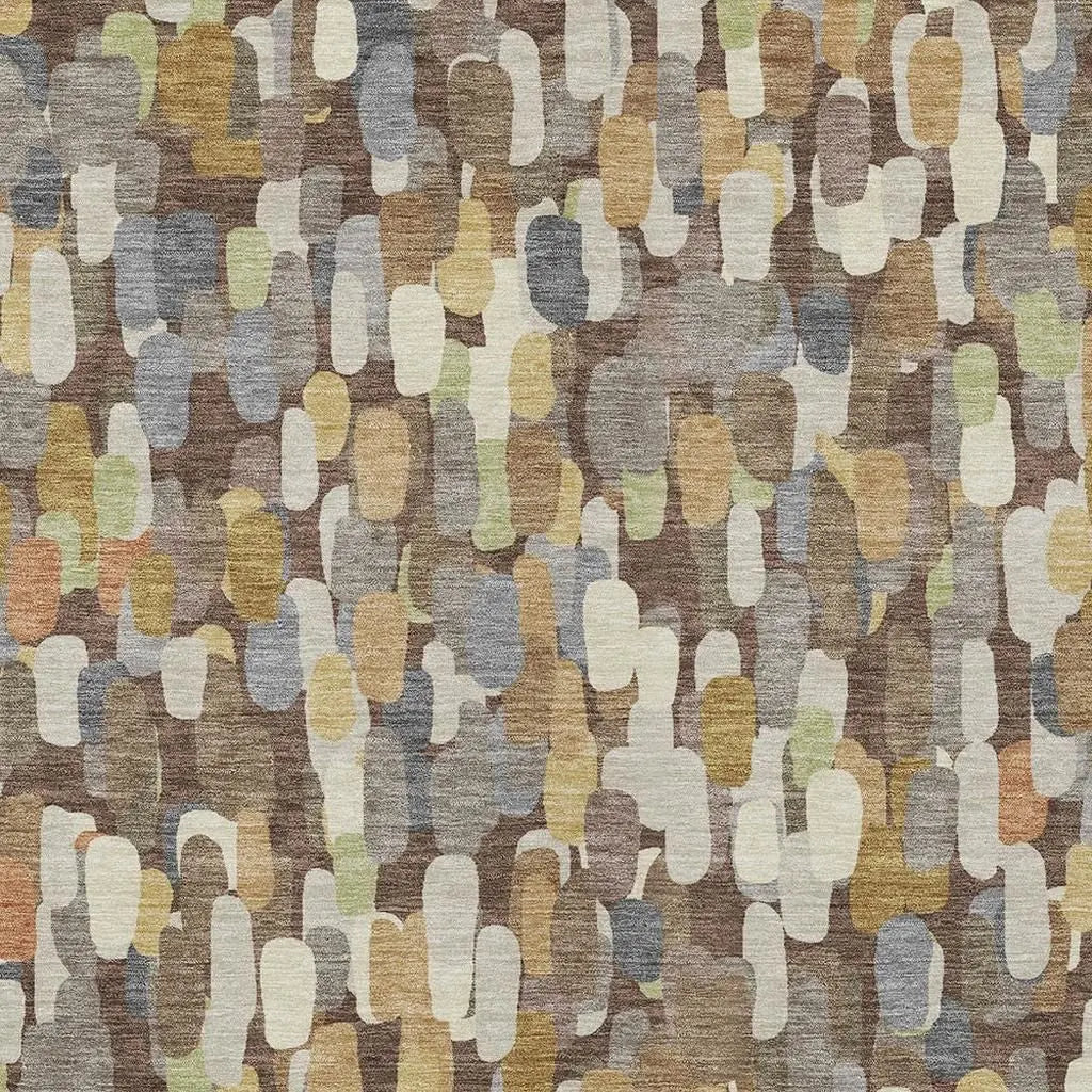 10' X 14' Chocolate And Beige Abstract Washable Indoor Outdoor Area Rug Homeroots Outdoor