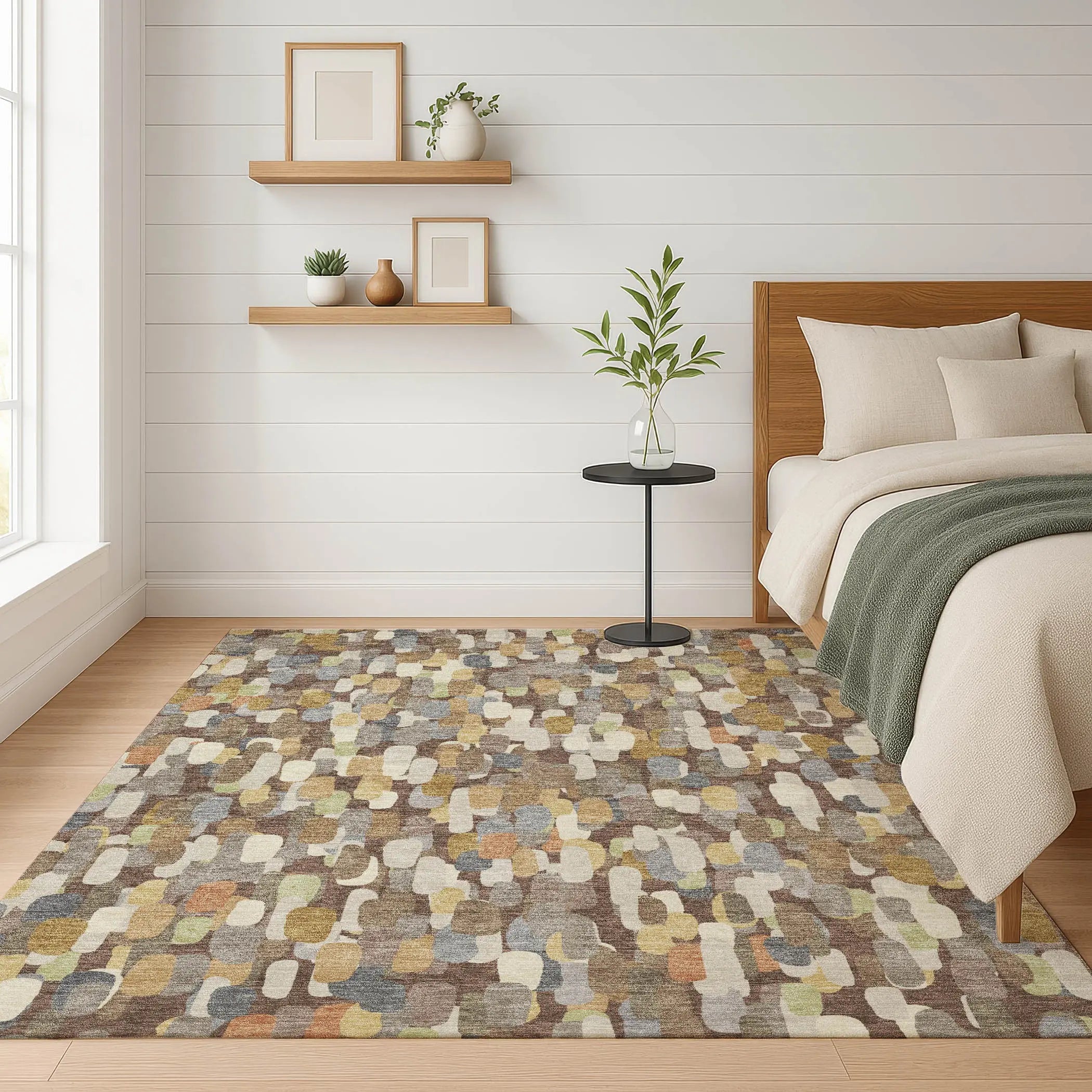 10' X 14' Chocolate And Beige Abstract Washable Indoor Outdoor Area Rug Homeroots Outdoor