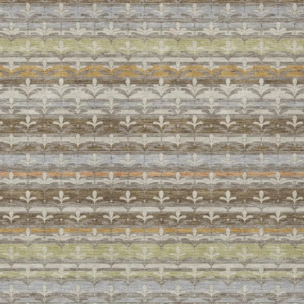10' X 14' Chocolate And Beige Damask Washable Indoor Outdoor Area Rug Homeroots Outdoor