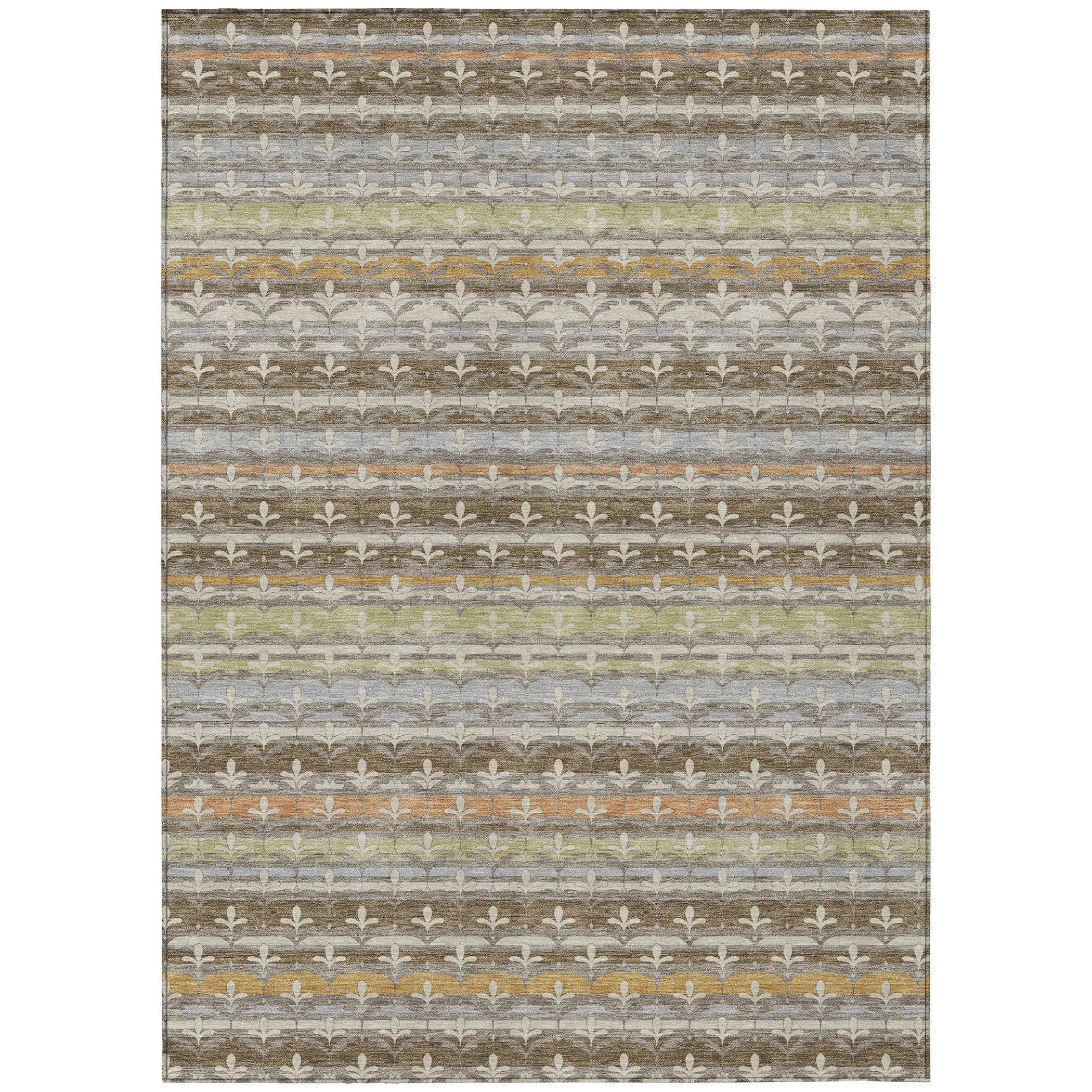 10' X 14' Chocolate And Beige Damask Washable Indoor Outdoor Area Rug Homeroots Outdoor