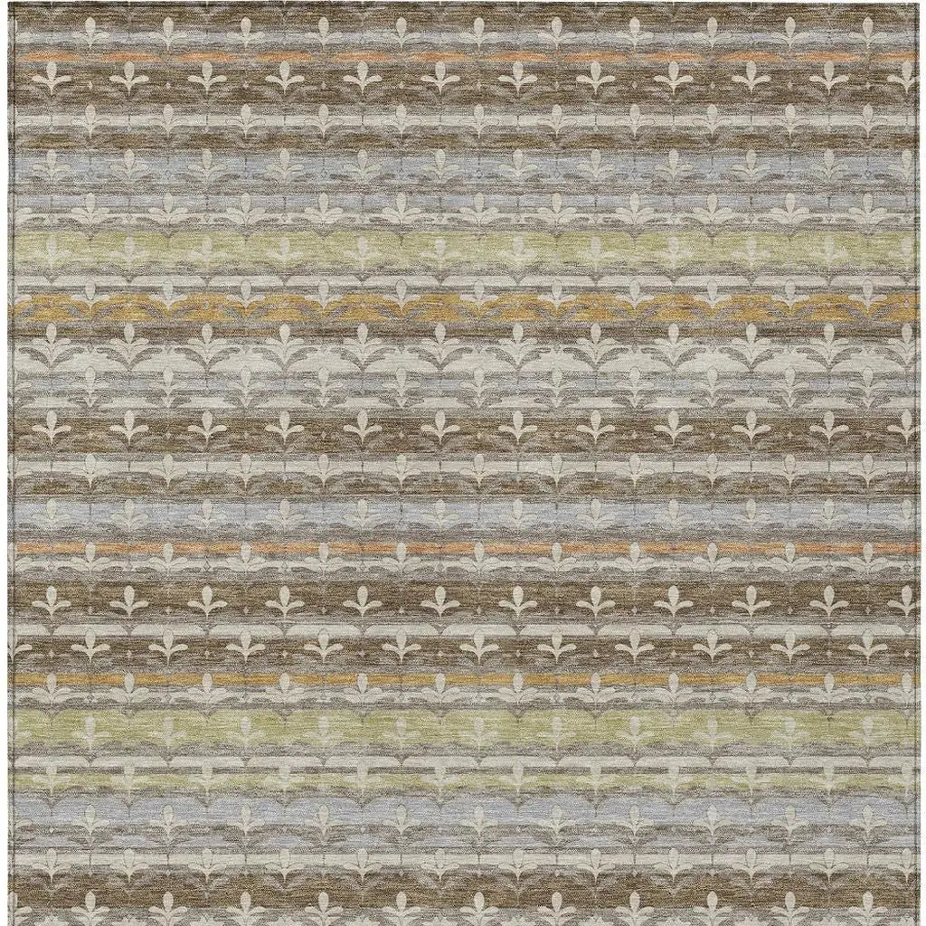 10' X 14' Chocolate And Beige Damask Washable Indoor Outdoor Area Rug Homeroots Outdoor