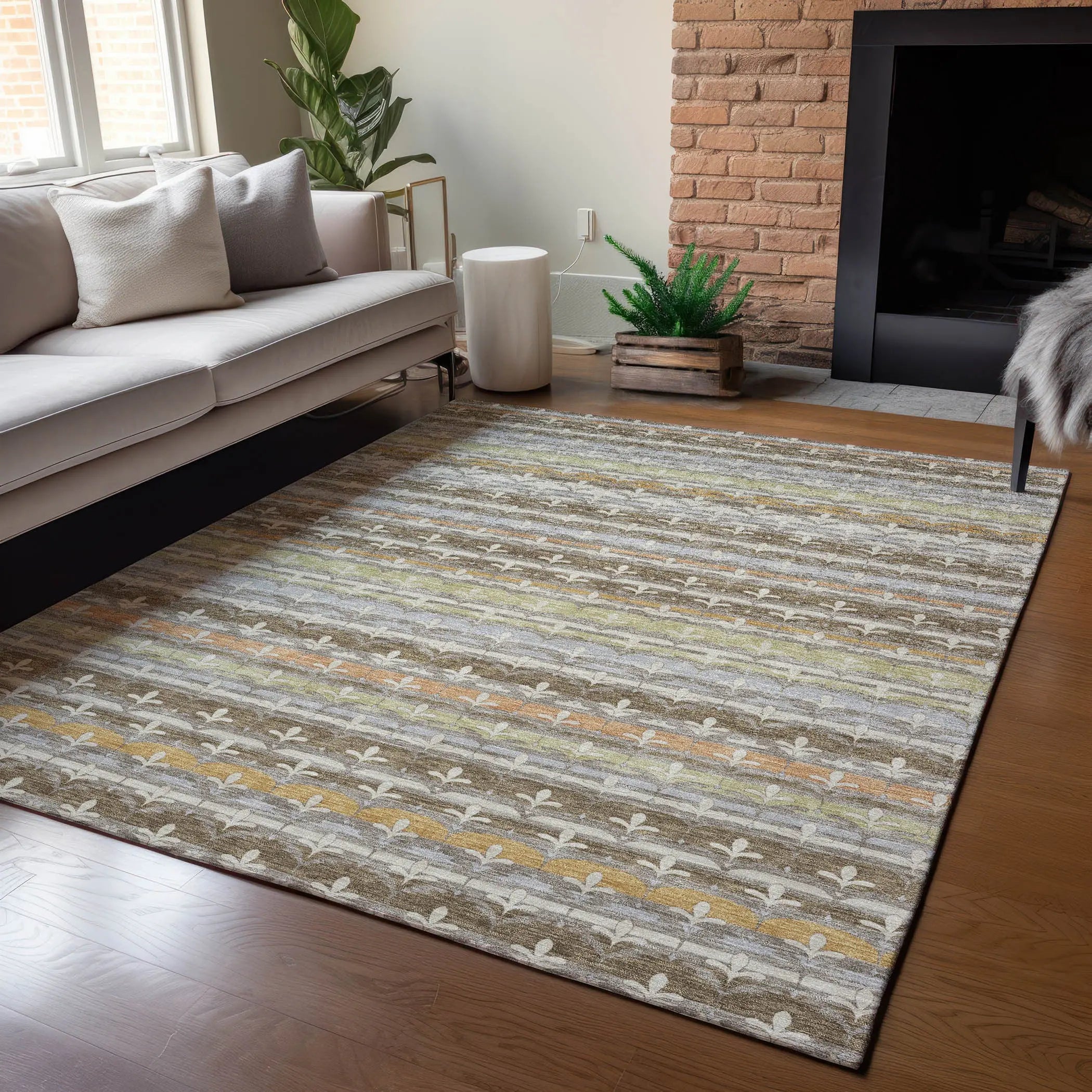 10' X 14' Chocolate And Beige Damask Washable Indoor Outdoor Area Rug Homeroots Outdoor