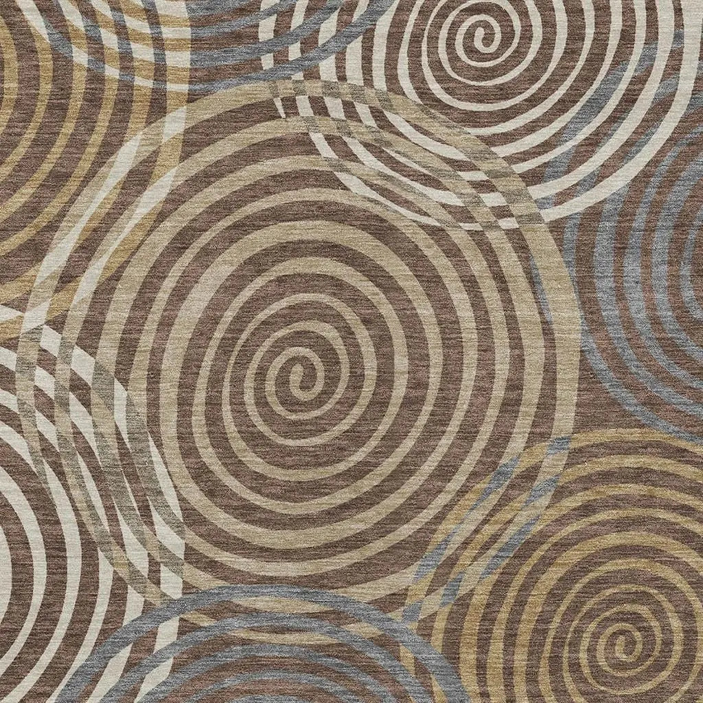 10' X 14' Chocolate And Beige Geometric Washable Indoor Outdoor Area Rug Homeroots Outdoor