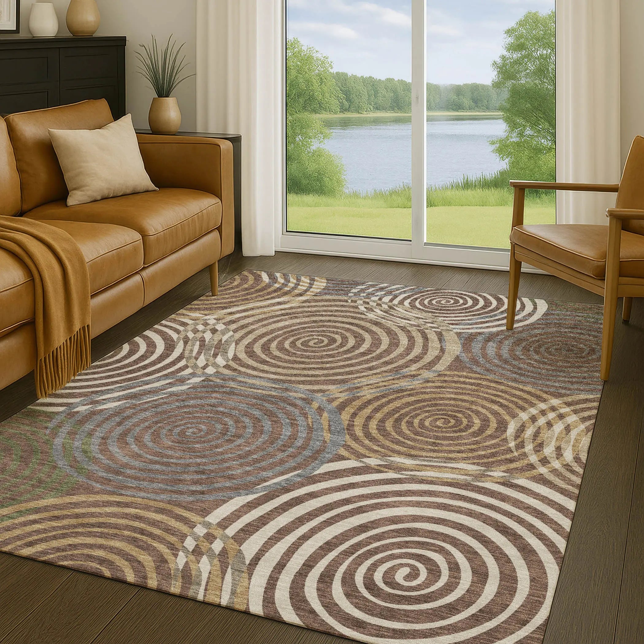 10' X 14' Chocolate And Beige Geometric Washable Indoor Outdoor Area Rug Homeroots Outdoor