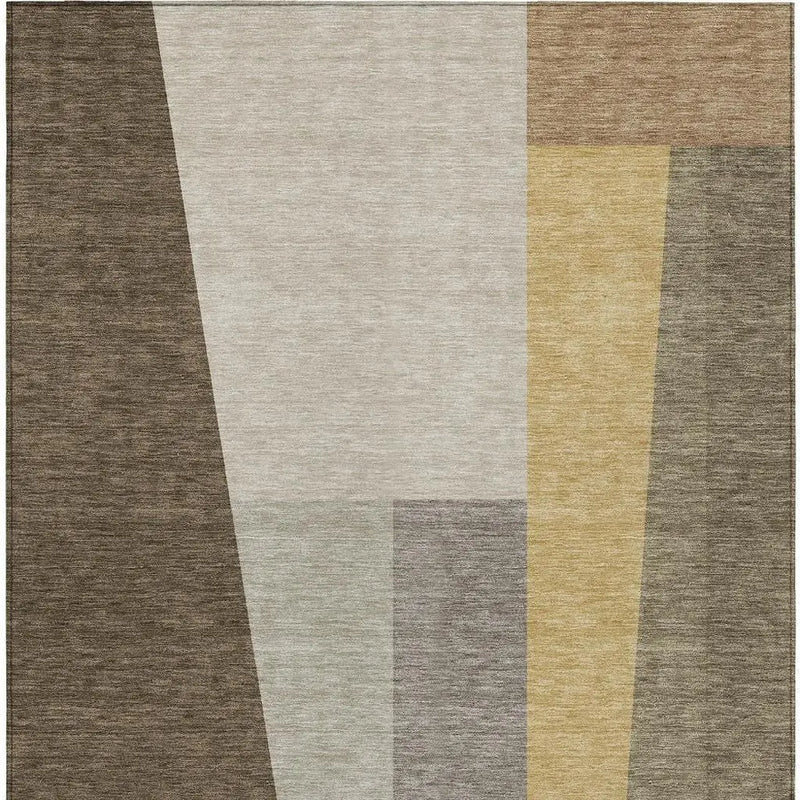 10' X 14' Chocolate And Beige Geometric Washable Indoor Outdoor Area Rug Homeroots Outdoor