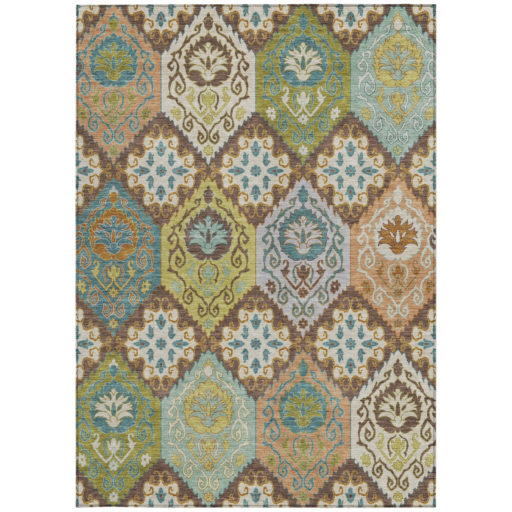 10' X 14' Chocolate And Beige Geometric Washable Indoor Outdoor Area Rug Homeroots Outdoor