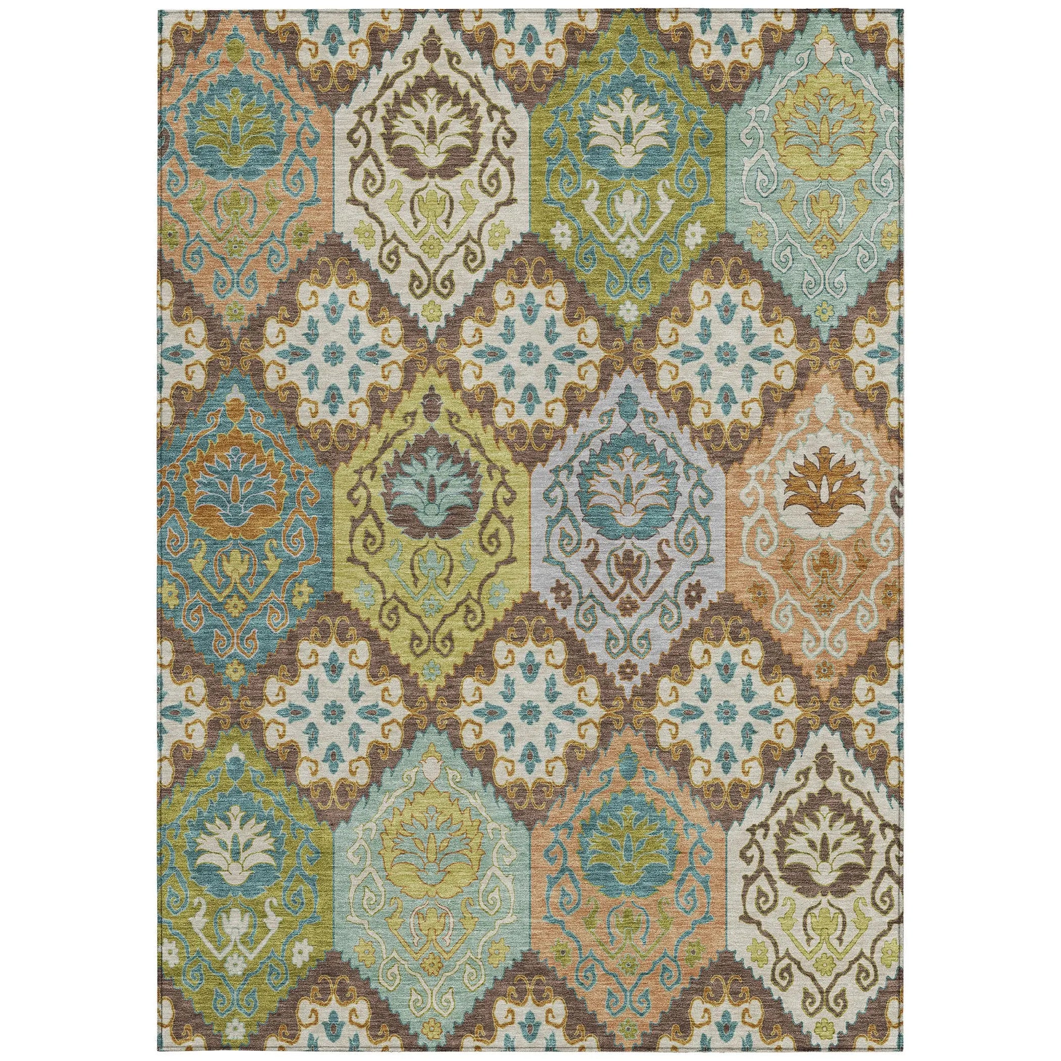 10' X 14' Chocolate And Beige Geometric Washable Indoor Outdoor Area Rug Homeroots Outdoor