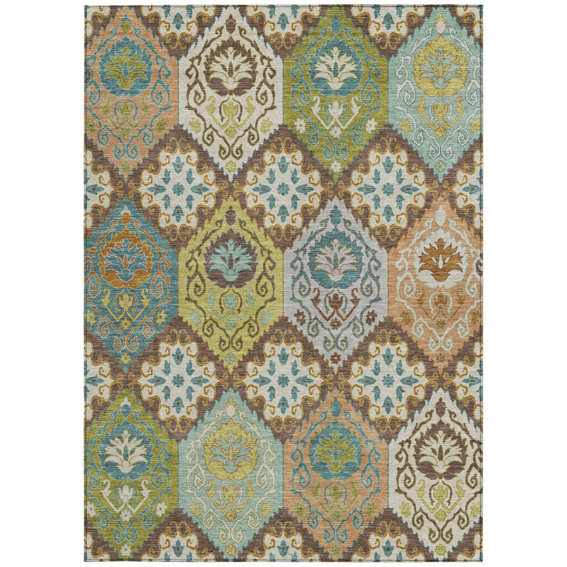 10' X 14' Chocolate And Beige Geometric Washable Indoor Outdoor Area Rug Homeroots Outdoor