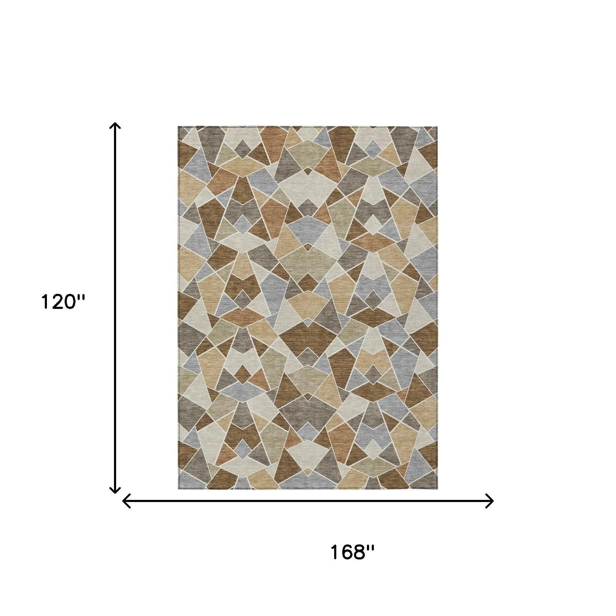 10' X 14' Chocolate And Beige Geometric Washable Indoor Outdoor Area Rug Homeroots Outdoor