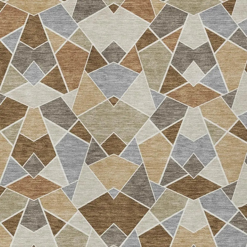 10' X 14' Chocolate And Beige Geometric Washable Indoor Outdoor Area Rug Homeroots Outdoor