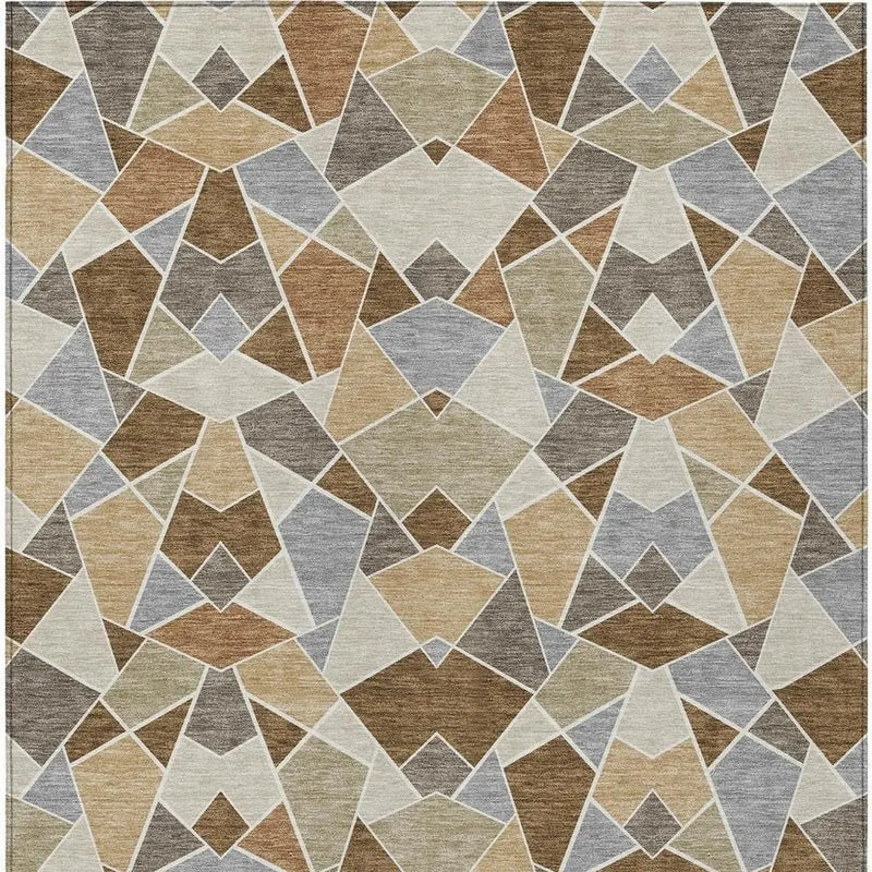 10' X 14' Chocolate And Beige Geometric Washable Indoor Outdoor Area Rug Homeroots Outdoor