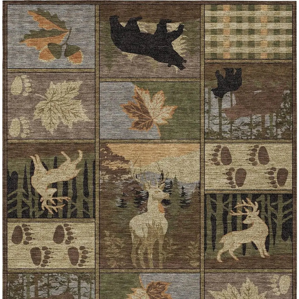 10' X 14' Chocolate And Black Bear Washable Indoor Outdoor Area Rug Homeroots Outdoor