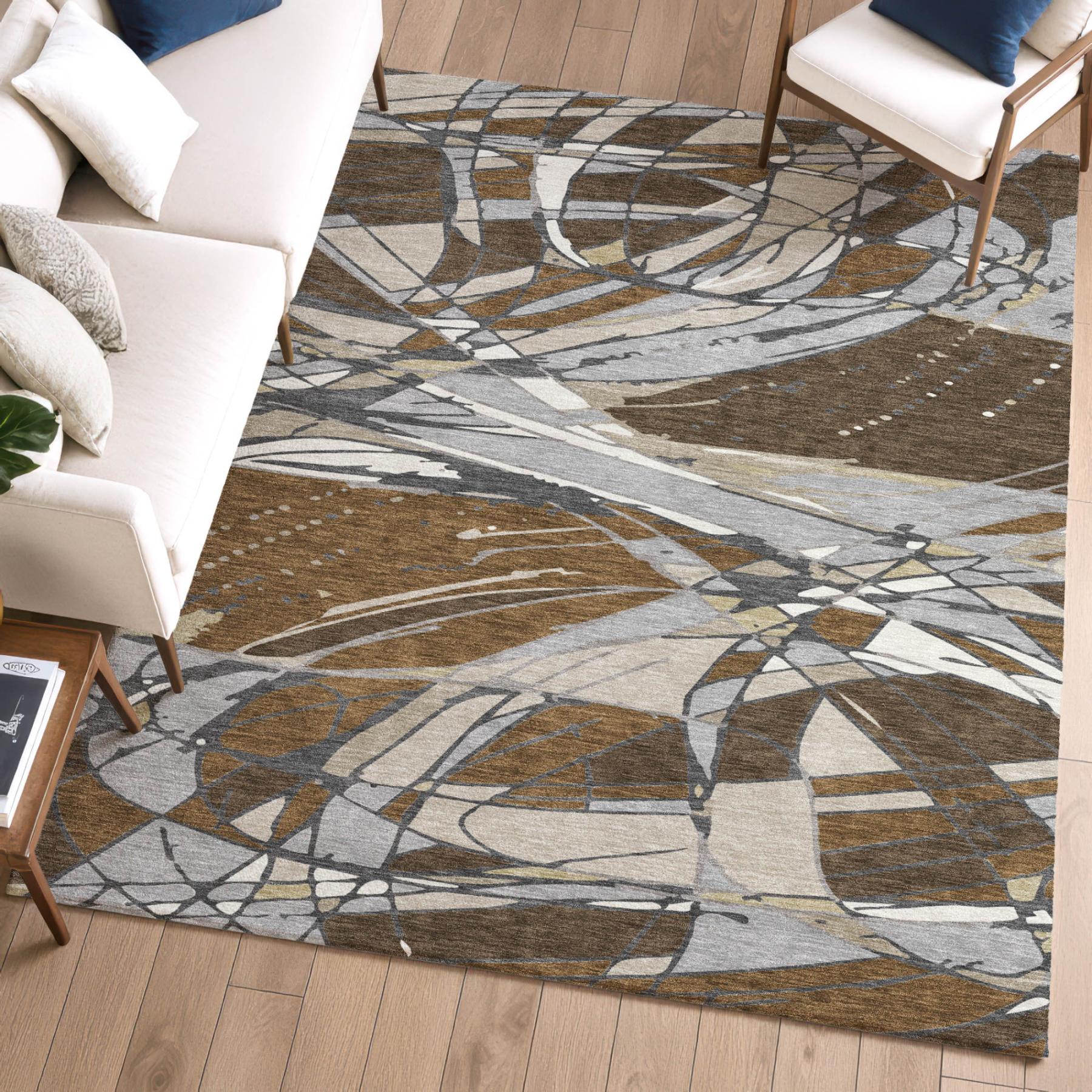10' X 14' Chocolate And Brown Abstract Washable Indoor Outdoor Area Rug Homeroots Outdoor