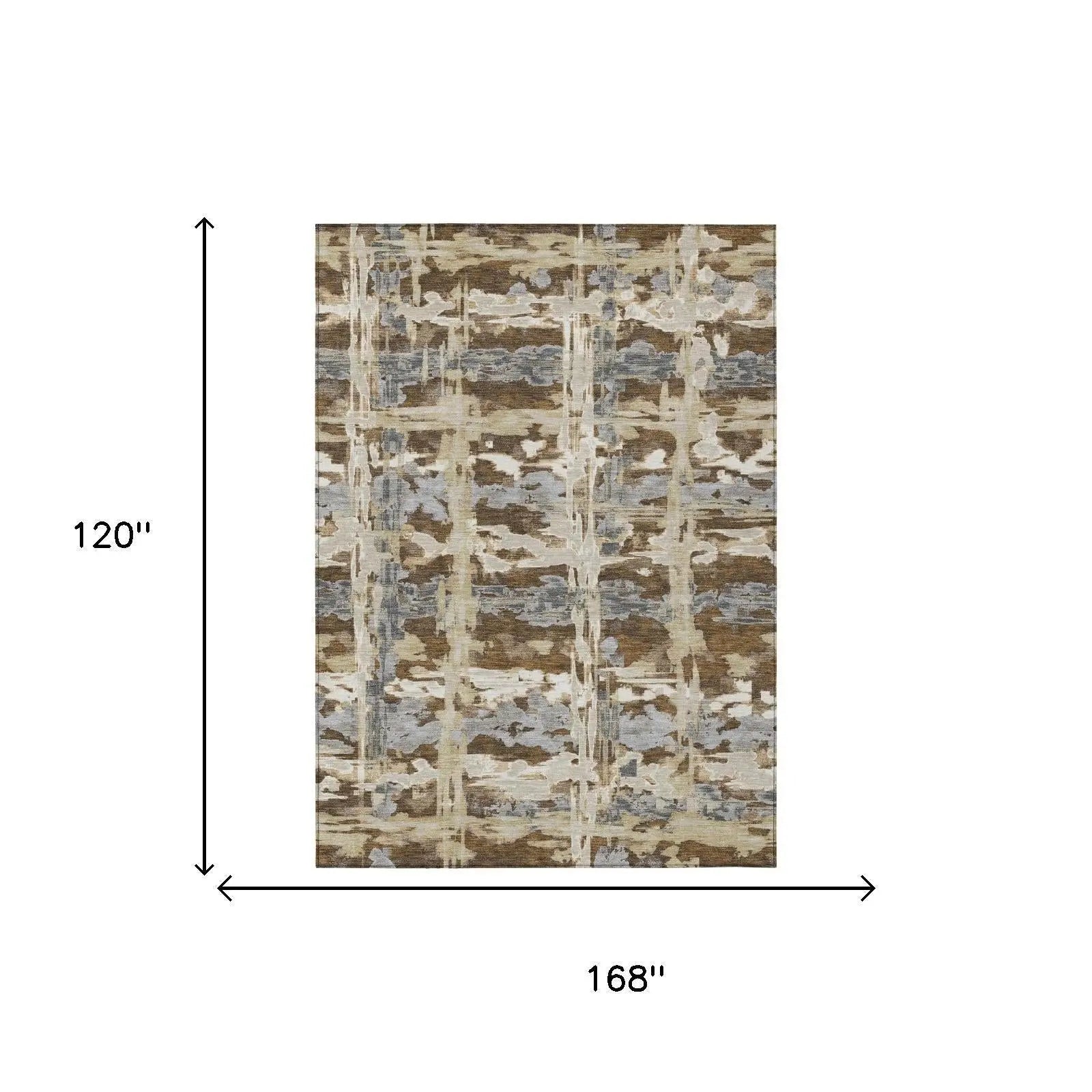 10' X 14' Chocolate And Brown Abstract Washable Indoor Outdoor Area Rug Homeroots Outdoor