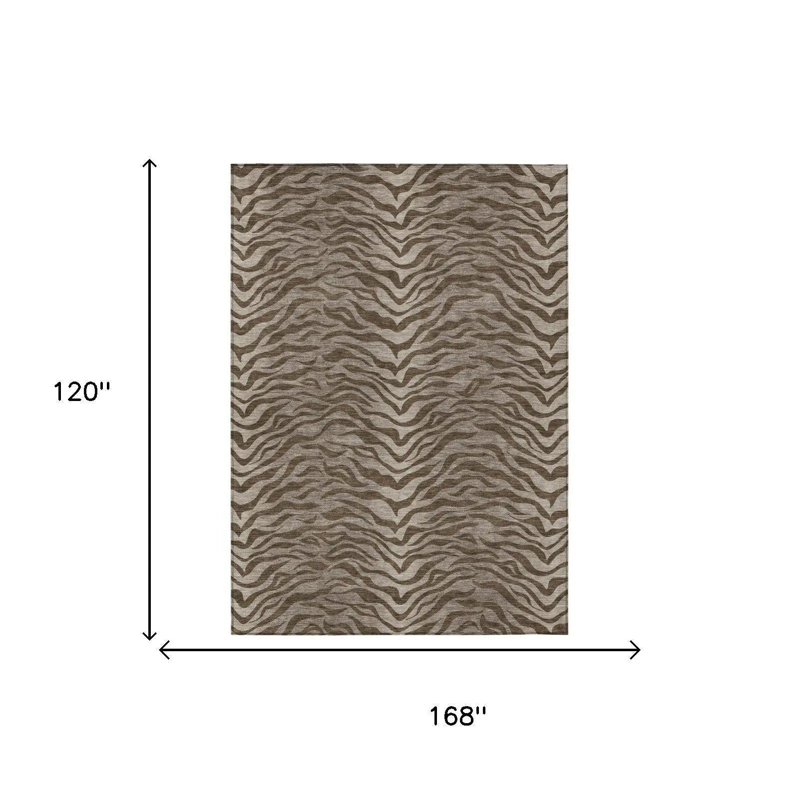10' X 14' Chocolate And Brown Animal Print Washable Indoor Outdoor Area Rug Homeroots Outdoor