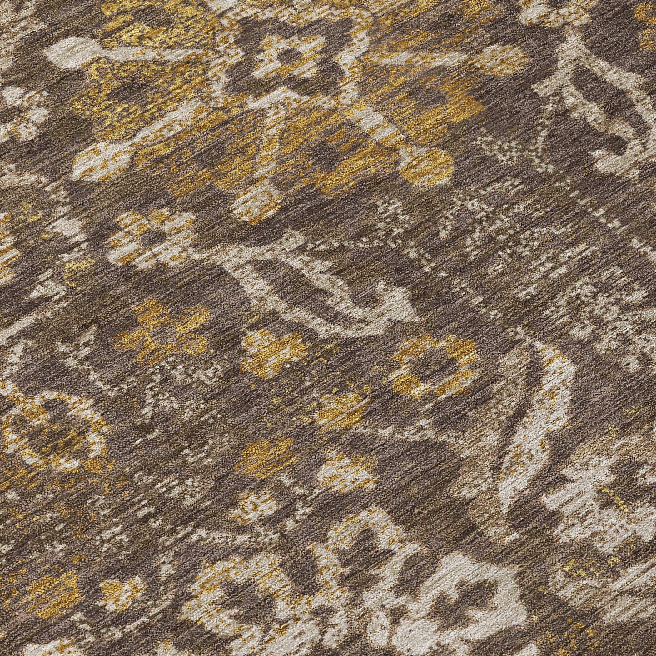 10' X 14' Chocolate And Brown Damask Washable Indoor Outdoor Area Rug Homeroots Outdoor