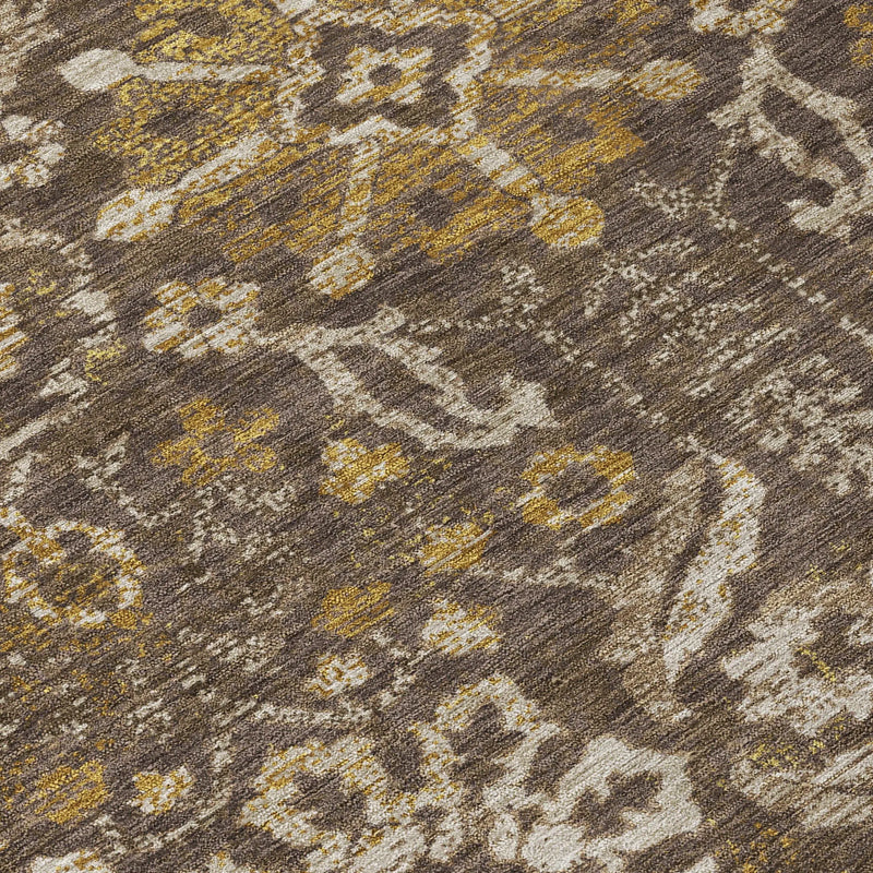10' X 14' Chocolate And Brown Damask Washable Indoor Outdoor Area Rug Homeroots Outdoor