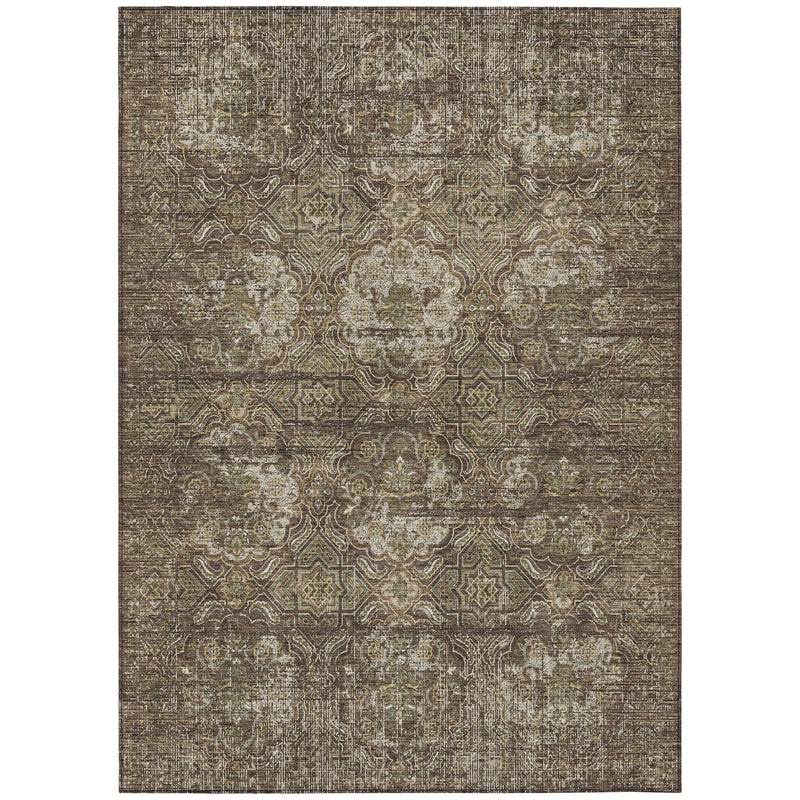 10' X 14' Chocolate And Brown Floral Washable Indoor Outdoor Area Rug Homeroots Outdoor