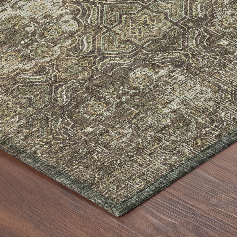 10' X 14' Chocolate And Brown Floral Washable Indoor Outdoor Area Rug Homeroots Outdoor