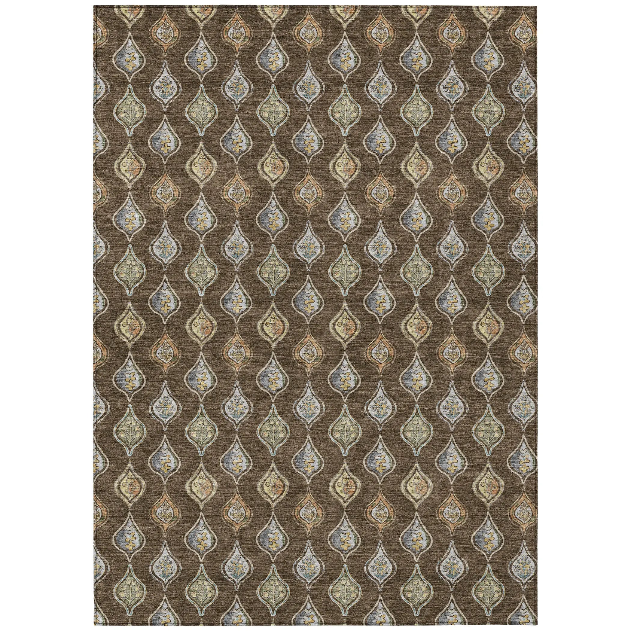 10' X 14' Chocolate And Brown Floral Washable Indoor Outdoor Area Rug Homeroots Outdoor