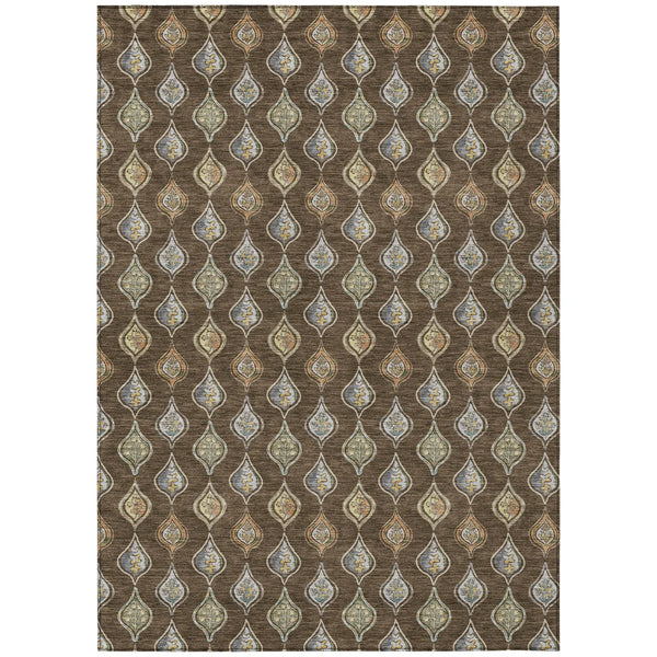 10' X 14' Chocolate And Brown Floral Washable Indoor Outdoor Area Rug Homeroots Outdoor