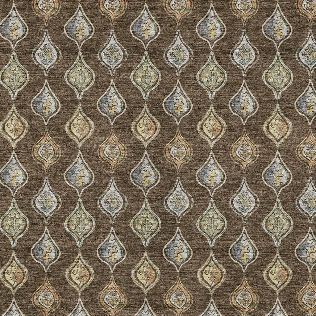 10' X 14' Chocolate And Brown Floral Washable Indoor Outdoor Area Rug Homeroots Outdoor