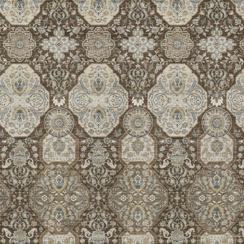 10' X 14' Chocolate And Brown Floral Washable Indoor Outdoor Area Rug Homeroots Outdoor