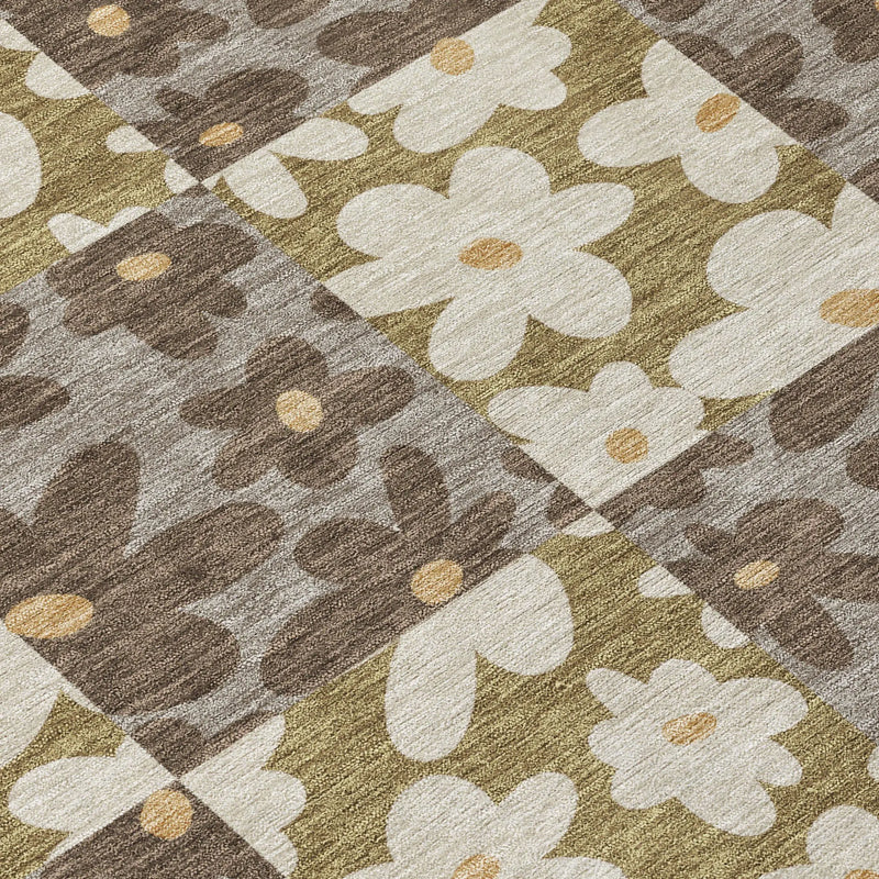 10' X 14' Chocolate And Brown Floral Washable Indoor Outdoor Area Rug Homeroots Outdoor