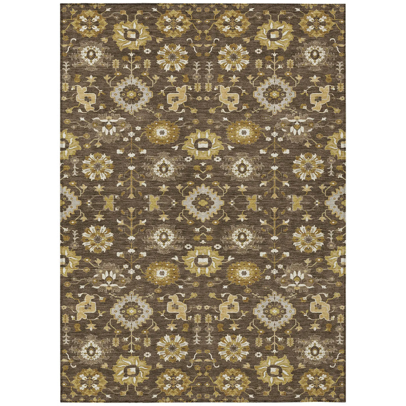 10' X 14' Chocolate And Brown Geometric Washable Indoor Outdoor Area Rug Homeroots Outdoor