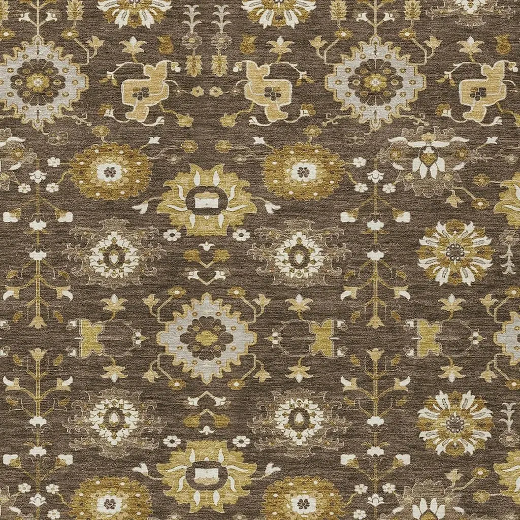 10' X 14' Chocolate And Brown Geometric Washable Indoor Outdoor Area Rug Homeroots Outdoor