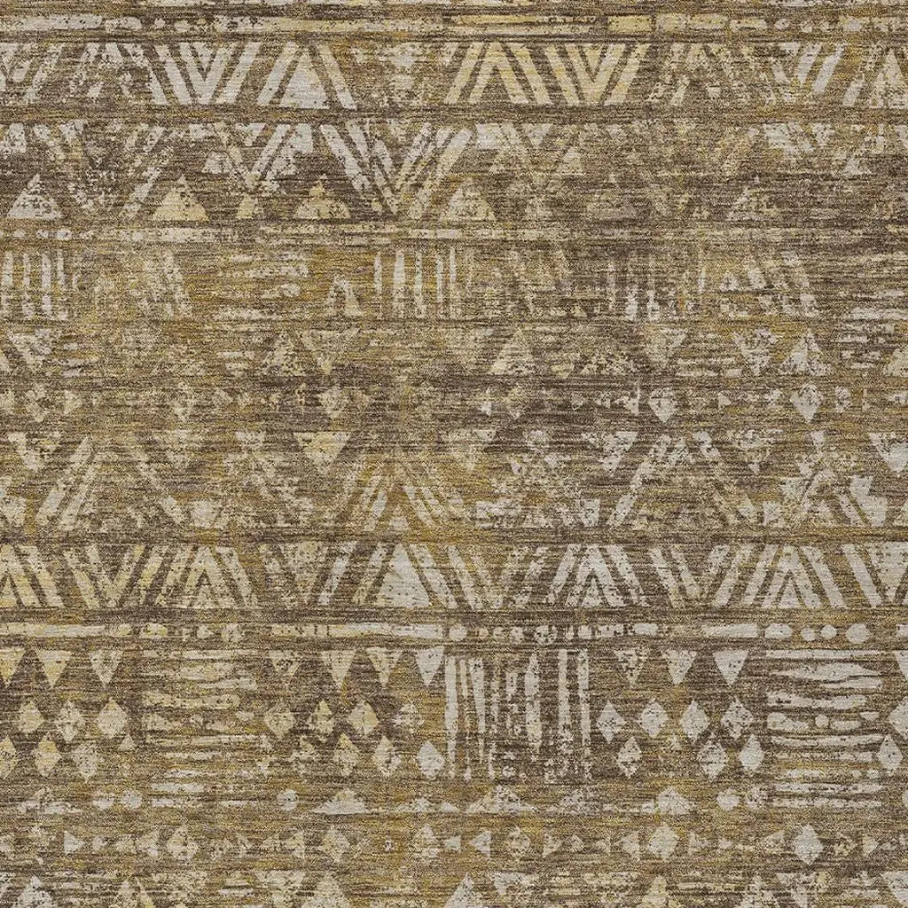 10' X 14' Chocolate And Brown Geometric Washable Indoor Outdoor Area Rug Homeroots Outdoor