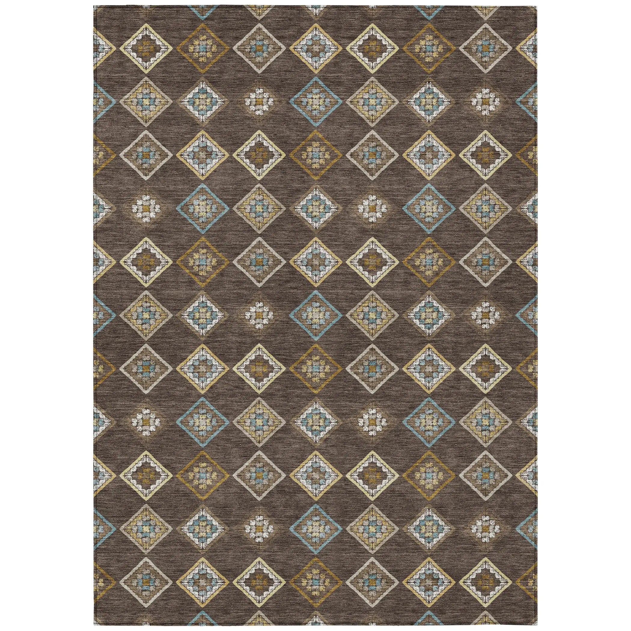 10' X 14' Chocolate And Brown Geometric Washable Indoor Outdoor Area Rug Homeroots Outdoor
