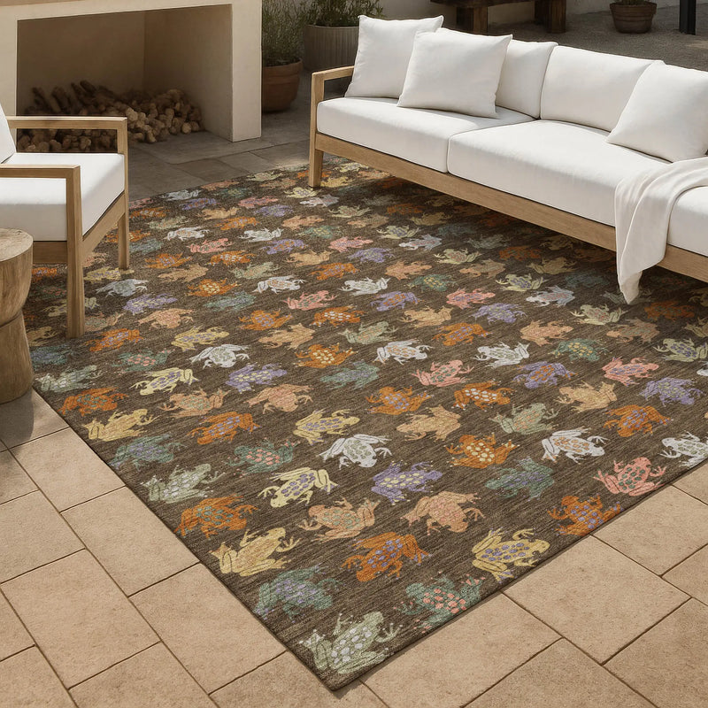 10' X 14' Chocolate And Brown Geometric Washable Indoor Outdoor Area Rug Homeroots Outdoor