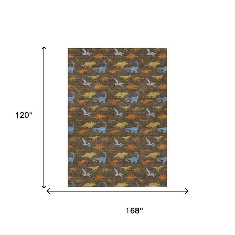 10' X 14' Chocolate And Brown Geometric Washable Indoor Outdoor Area Rug Homeroots Outdoor