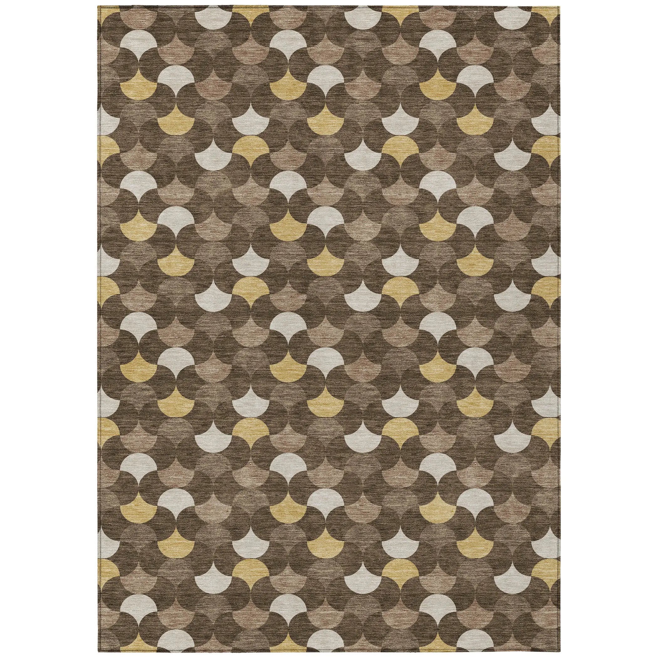 10' X 14' Chocolate And Brown Geometric Washable Indoor Outdoor Area Rug Homeroots Outdoor
